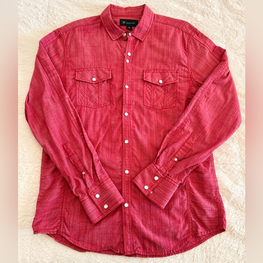 INC International Concepts Men's Casual Red Button-Down Shirt